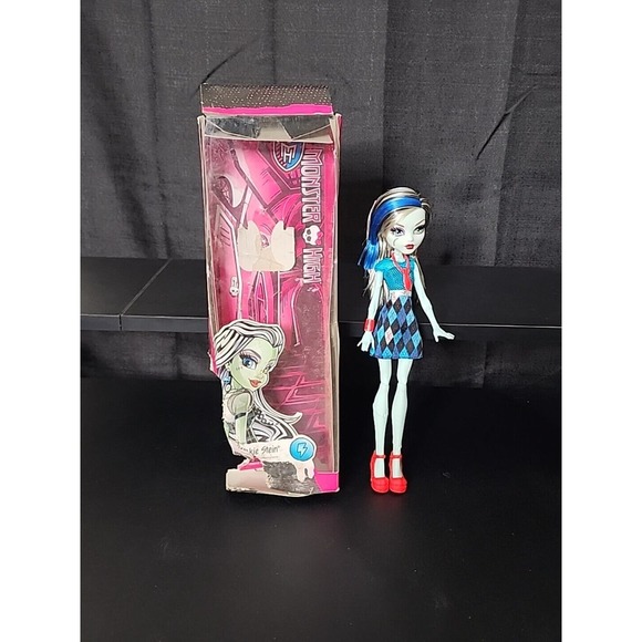 MATTEL/MONSTER HIGH "FRANKIE STEIN" 2015 DOLL 10" BLUE DRESS W/RED TIE NWOB - Picture 5 of 7